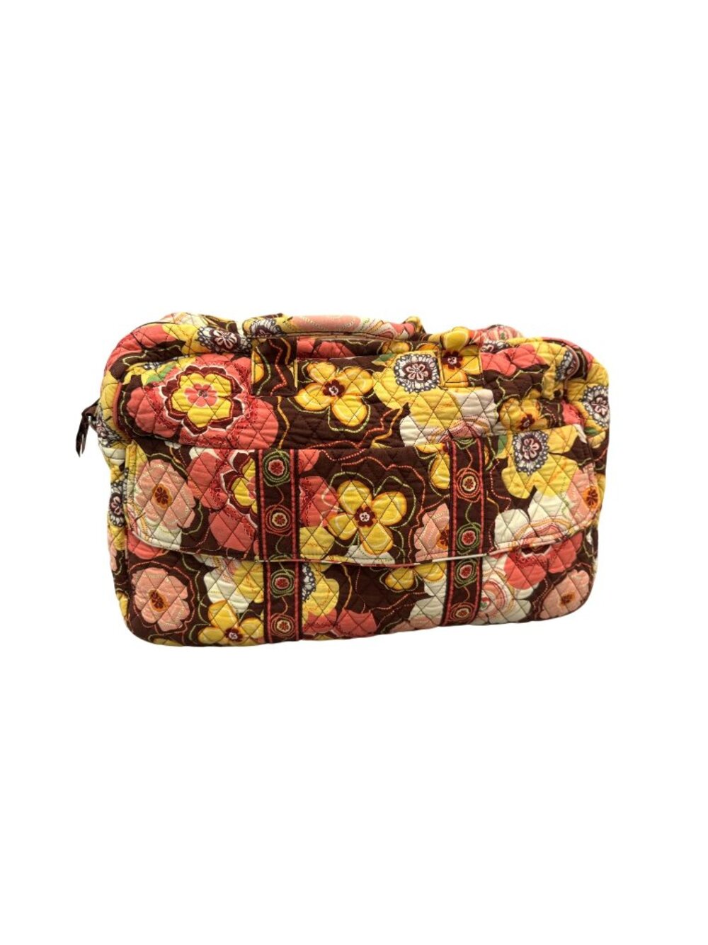 Vera Bradley Buttercup Weekender Floral Duffle Bag Coral Yellow Brown Retired